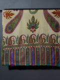 PAISLEY FLORAL Exquisite Kalamkari Kani Stole with Hand embroidery - Beige