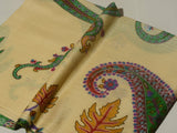 PAISLEY FLORAL Exquisite Kalamkari Kani Stole with Hand embroidery - Natural Cream
