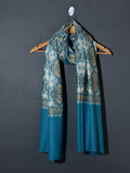 QUADIR Elegant Ocean Blue Embroidered Shawl - Unisex