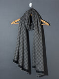 Chess Checks Patterned Pashmina Stole - Grey Black