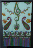 PAISLEY FLORAL Exquisite Kalamkari Kani Stole with Hand embroidery - Sky