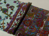 PAISLEY FLORAL Exquisite Kalamkari Kani Stole with Hand embroidery - Aqua