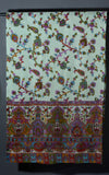 PAISLEY FLORAL Exquisite Kalamkari Kani Stole with Hand embroidery - Aqua