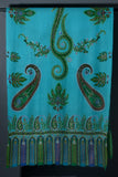 PAISLEY FLORAL Exquisite Kalamkari Kani Stole with Hand embroidery - Blue