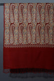 THE PAISLEY BUTA Exquisite Machine Embroidered Stole - Maroon with Multicolor Paisley