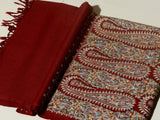THE PAISLEY BUTA Exquisite Machine Embroidered Stole - Maroon with Multicolor Paisley
