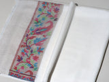 Paisley Woven Border Kani Stole - Pearl White