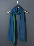 Striped Border Pashmina  - Blue-Green