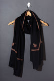 PALLA BUTI Magnificent Hand Embroidered Stole - Midnight Black