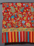 PHOOL BAGH  Exquisite Kani Stole with Hand embroidery - Red