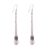 Long Silver Orbed Drop Earrings