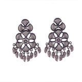 Peacock Flower & Leaf Silver Stud Earrings