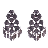 Peacock Flower & Leaf Silver Stud Earrings