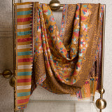 FIRASAH Alluring Medallion Yellow Kani Woven  Shawl - Unisex