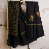 NOOR Elegant Jade Black Embroidered Shawl - Unisex (M/F)