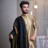 NOOR Elegant Jade Black Embroidered Shawl - Unisex (M/F)