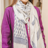 OMVAI Exclusive Hand Block Patterned Pashmina Wrap and Solid Pashmina Combo Gift Set in Pure wool (Set of 2 - For HIM and for HER)