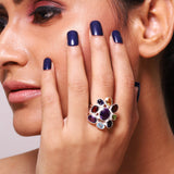 Nine Gems Silver Healing Ring