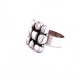 Silver Square Freshwater Pearl Ring