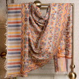 TAHIR Alluring Daisy white Kani Woven  Shawl - Unisex (M/F)