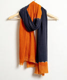 Tie and Dye Brush Paint Pattern Super Soft Woolen Muffler - Navy Rust