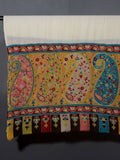 PAISLEY BORDER Exquisite Kani Stole with Hand embroidery - Multi Light